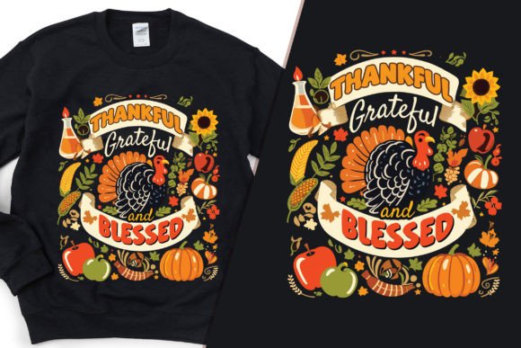 Thankful Grateful and Blessed Tee SVG Graphics