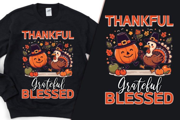 Thankful Grateful Blessed Graphics & T-Shirt Designs