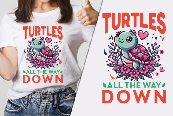 Turtles All the Way Down Simple T-Shirt Graphics